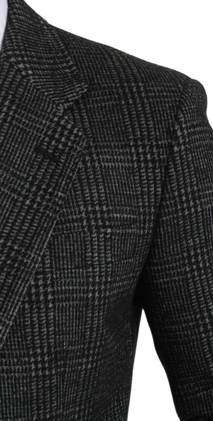 Dolce & Gabbana Graue karierte Jacke mit schmalem Schnitt Blazer