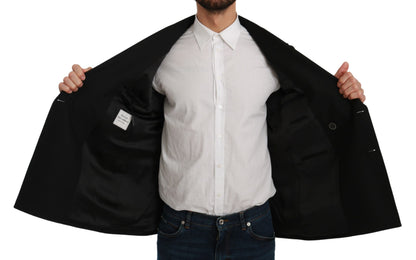 Dolce & Gabbana Schwarzer Slim Fit Mantel Wollblazer