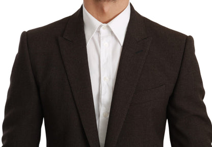 Dolce & Gabbana Brauner Slim Fit Mantel Jacke MARTINI Blazer