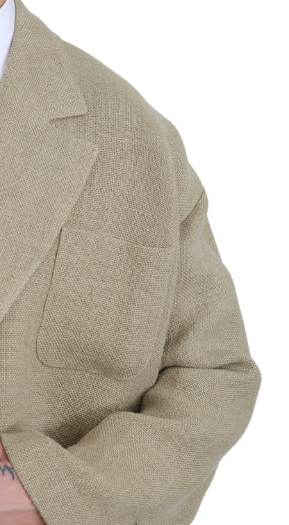 Dolce & Gabbana Beige Jacke Mantel 100% Jute Blazermantel