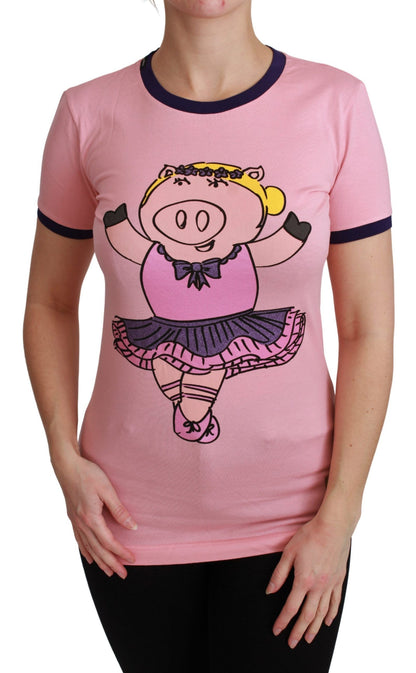 Dolce & Gabbana Rosa YEAR OF THE PIG Top Baumwoll-T-Shirt