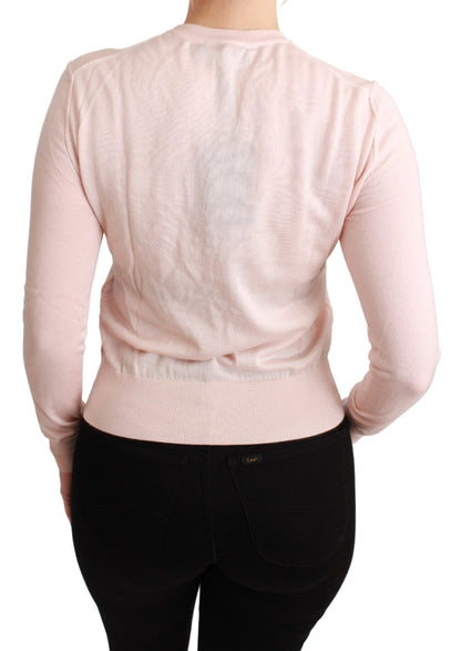 Dolce & Gabbana Rosa geblümter Seiden-Kaschmir-Pullover