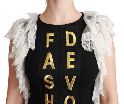 Dolce & Gabbana Schwarzes Fashion Devotion Etuikleid Mini
