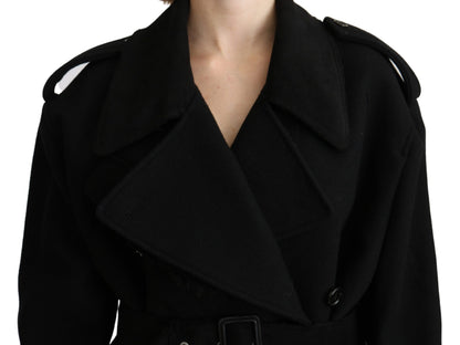 Dolce & Gabbana Schurwolle Schwarzer Blazer Trenchcoat Jacke