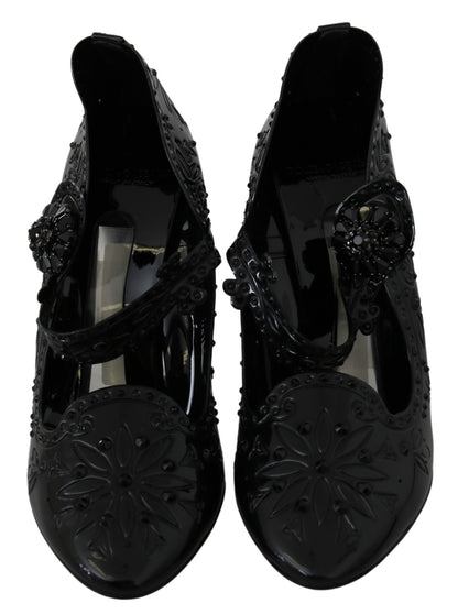 Dolce & Gabbana Schwarz Floral Kristall CINDERELLA Heels Schuhe