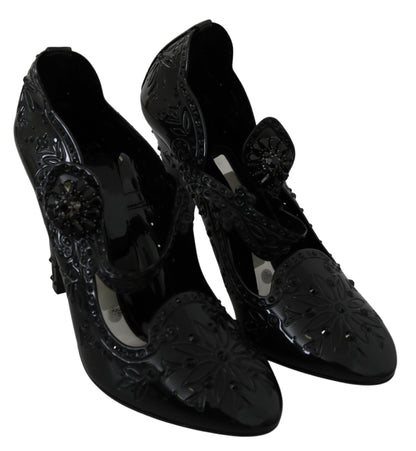Dolce & Gabbana Schwarz Floral Kristall CINDERELLA Heels Schuhe