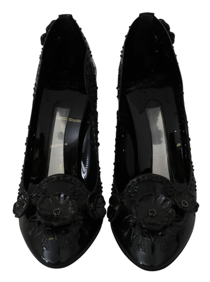 Dolce & Gabbana Schwarz Floral Kristall CINDERELLA Heels Schuhe