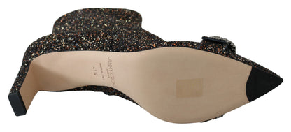 Jimmy Choo Amethyst-Mix-Stiefel Hannover mit Glitzer-Absatz