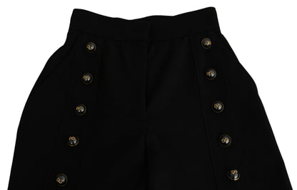 Dolce &amp; Gabbana Elegant virgin wool trousers with high waist and wide leg