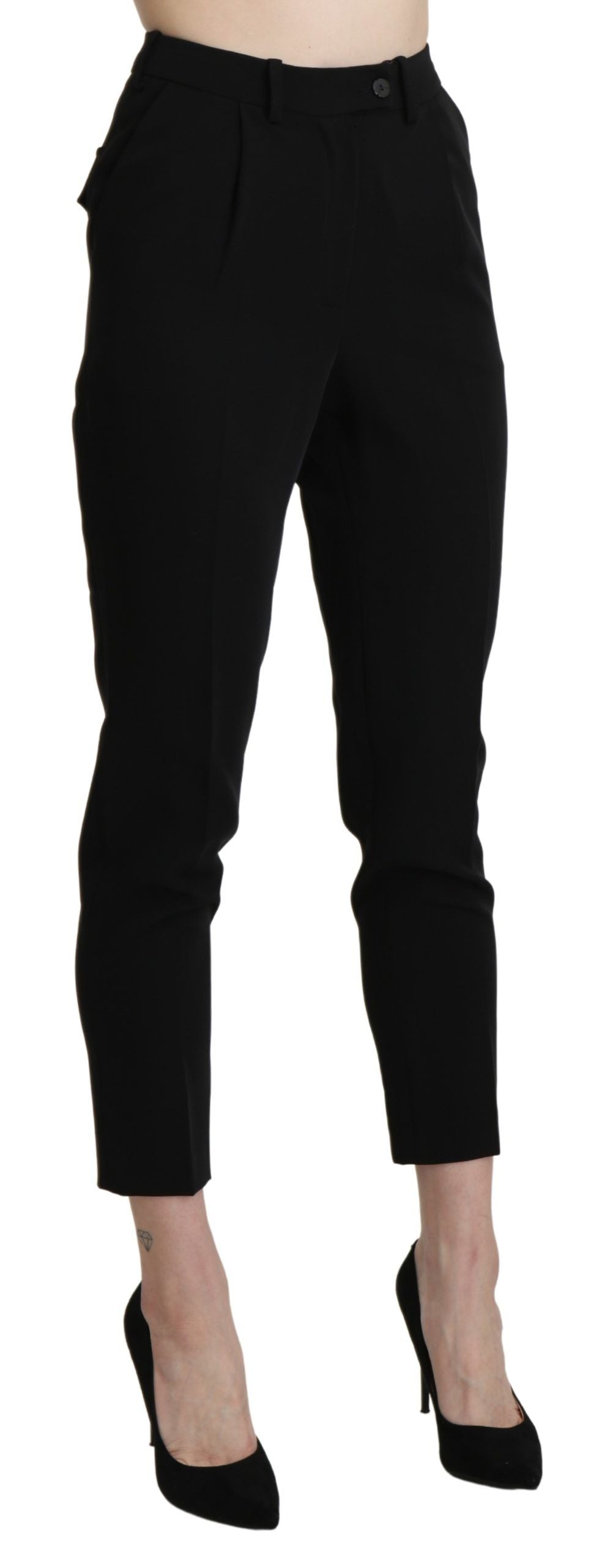 BENCIVENGA Schwarze High Waist Skinny Cropped Dress Hosenhose