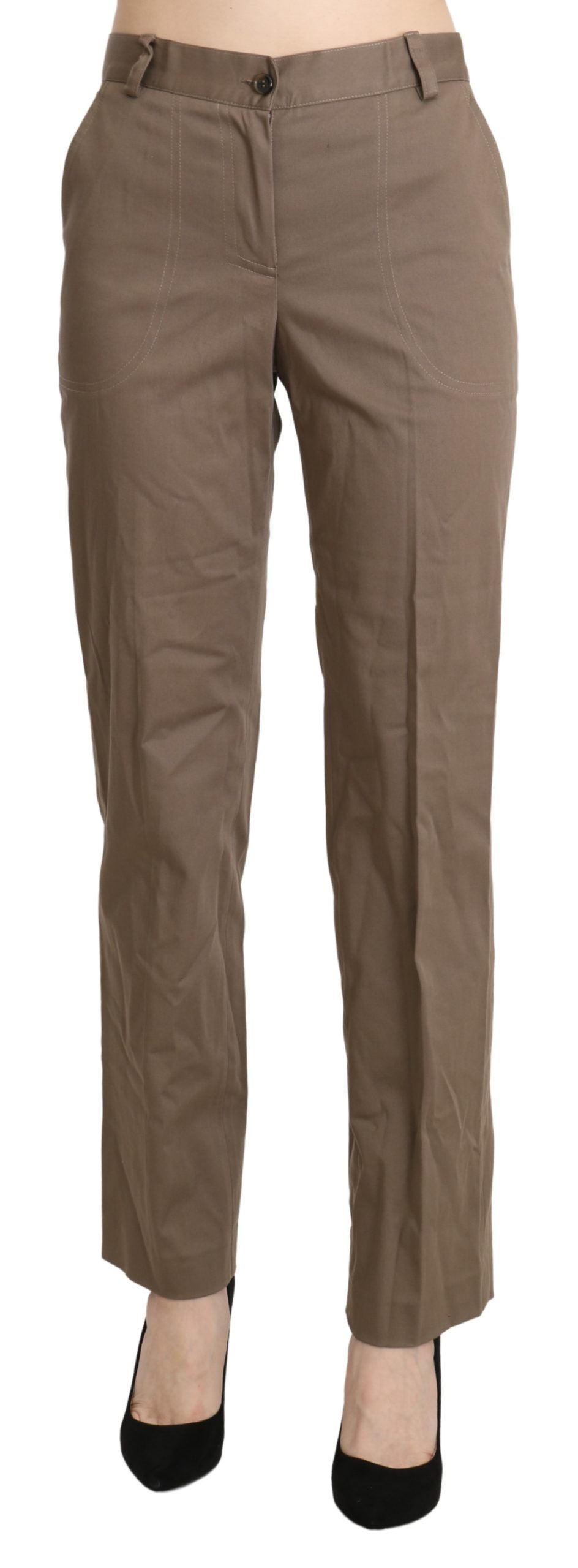 BENCIVENGA Braune Straight Dress Hose mit hoher Taille