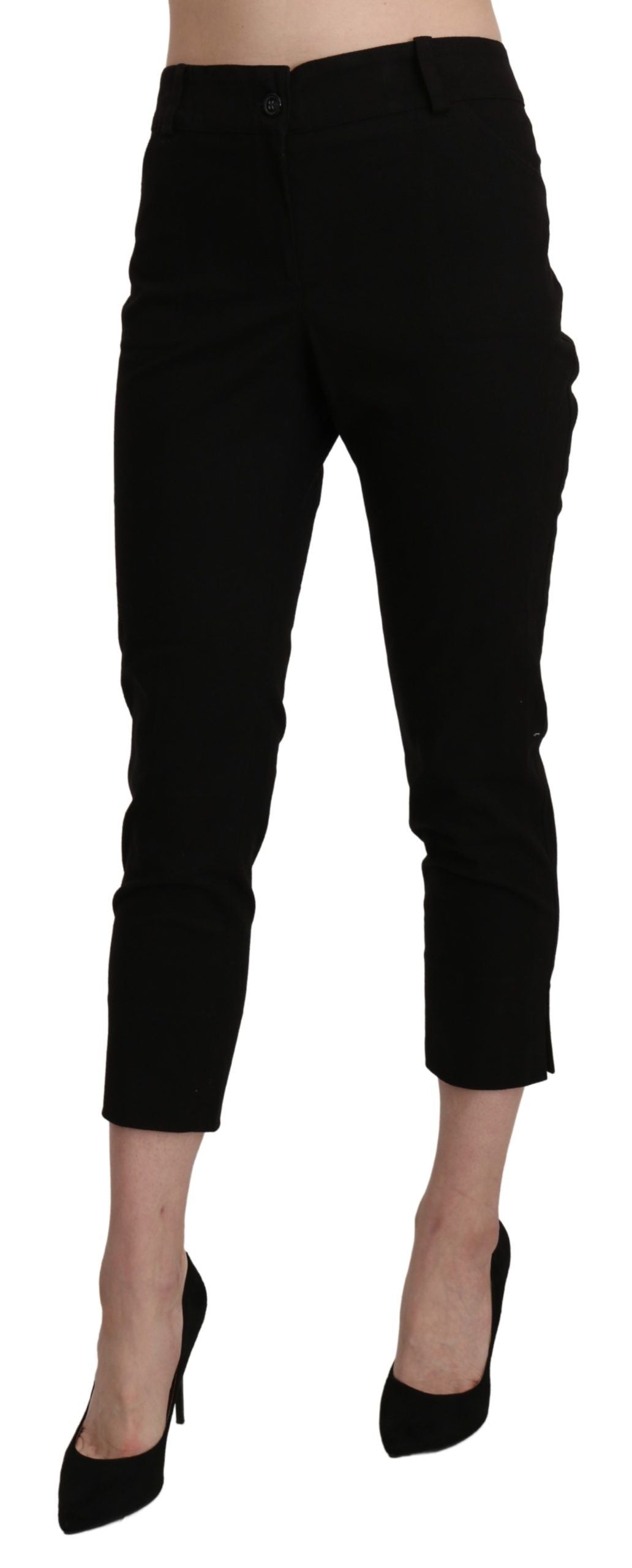 BENCIVENGA Schwarze High Waist Skinny Cropped Dress Hosen Hosen