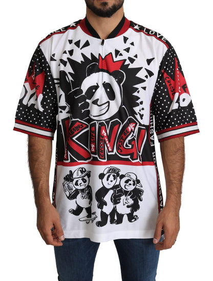 Dolce & Gabbana Weißes King Panda Top Polyester Herren-T-Shirt
