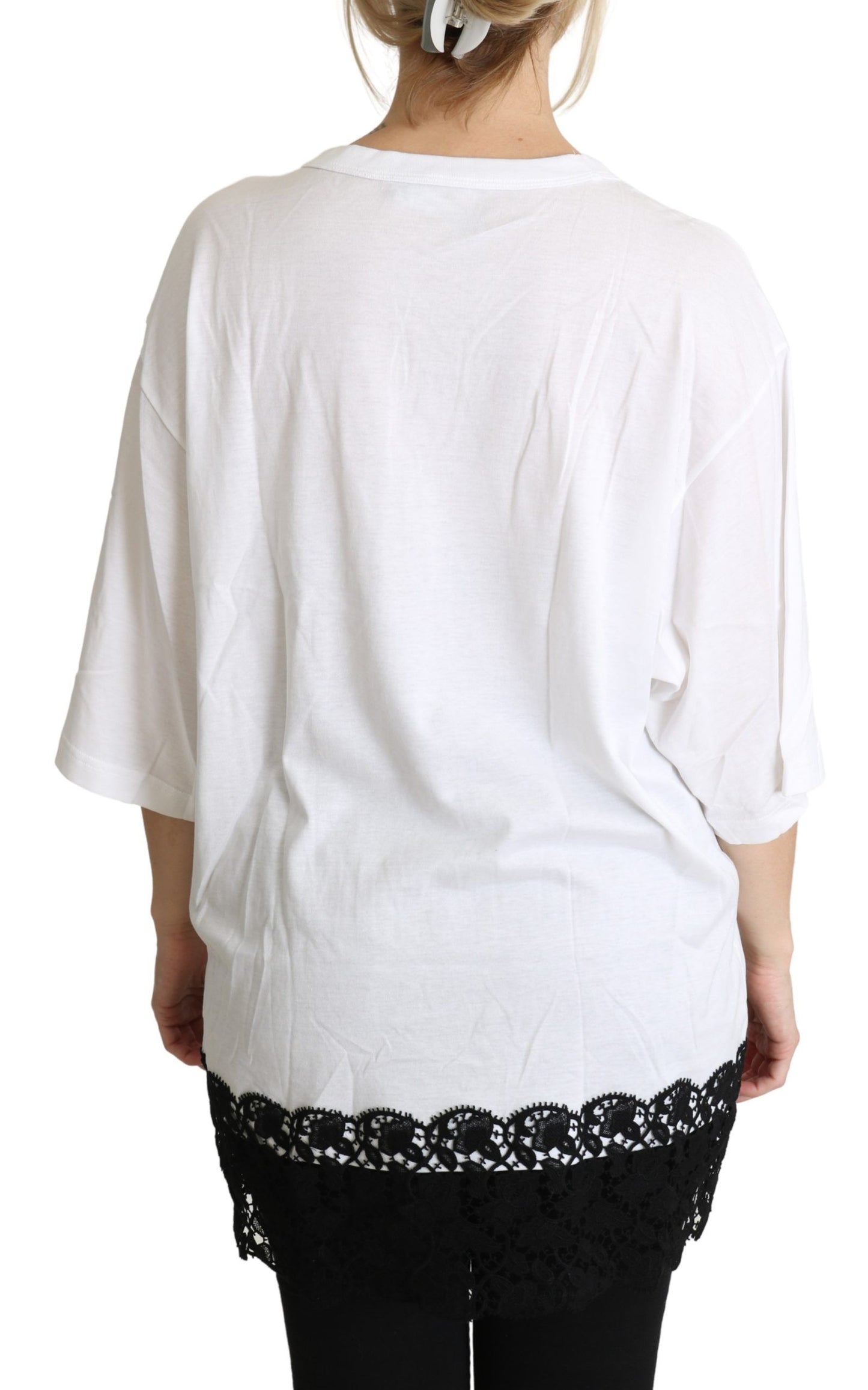 Dolce & Gabbana Weißer Engel Druck Baumwolle Rundhalsausschnitt Shirt Tops