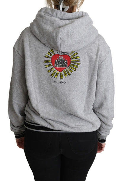 Dolce & Gabbana Grauer bedruckter Kapuzenpullover mit exklusivem Logo
