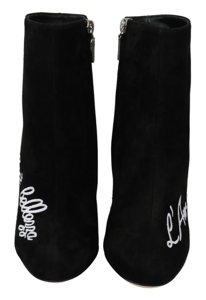 Dolce & Gabbana Schwarz Wildleder L'Amore E'Bellezza Stiefel Schuhe