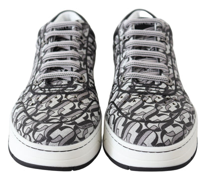 Jimmy Choo Glitter Slip-On Sneakers - Silver and Black
