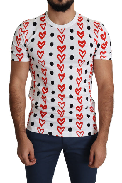 Dolce & Gabbana Weißes Herzen Print Baumwolle Männer Top T-Shirt