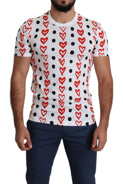 Dolce & Gabbana Weißes Herzen Print Baumwolle Männer Top T-Shirt