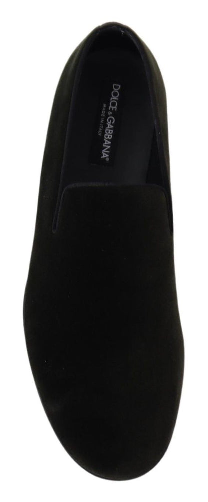 Dolce & Gabbana Grüner Samt Slip On Herren Loafers Schuhe