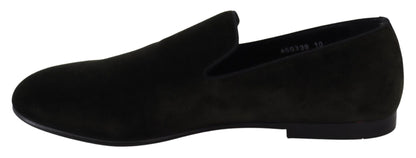 Dolce & Gabbana Grüner Samt Slip On Herren Loafers Schuhe