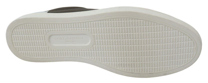 Dolce & Gabbana Weiß Grün Leder Low Top Turnschuhe Schuhe