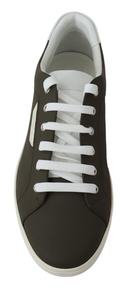 Dolce & Gabbana Weiß Grün Leder Low Top Turnschuhe Schuhe