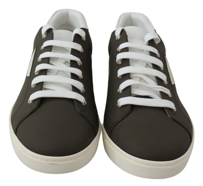Dolce & Gabbana Weiß Grün Leder Low Top Turnschuhe Schuhe