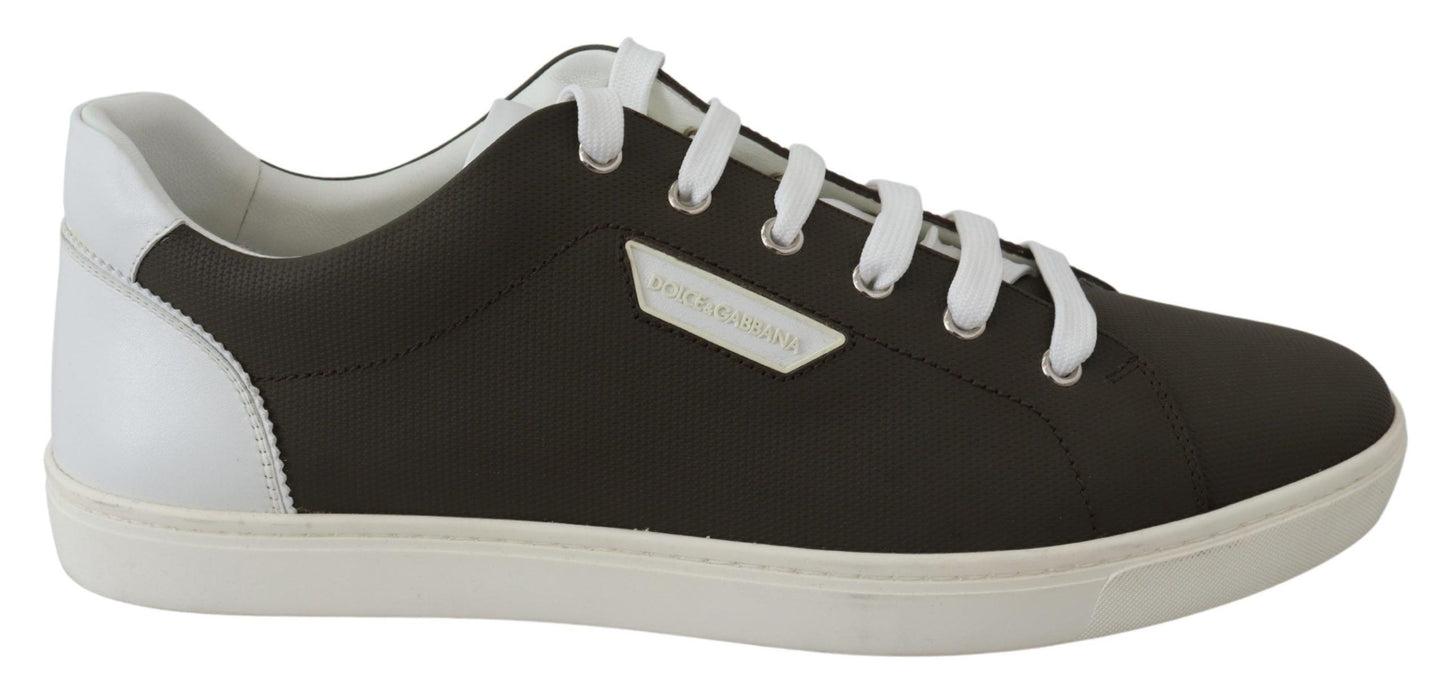 Dolce & Gabbana Weiß Grün Leder Low Top Turnschuhe Schuhe