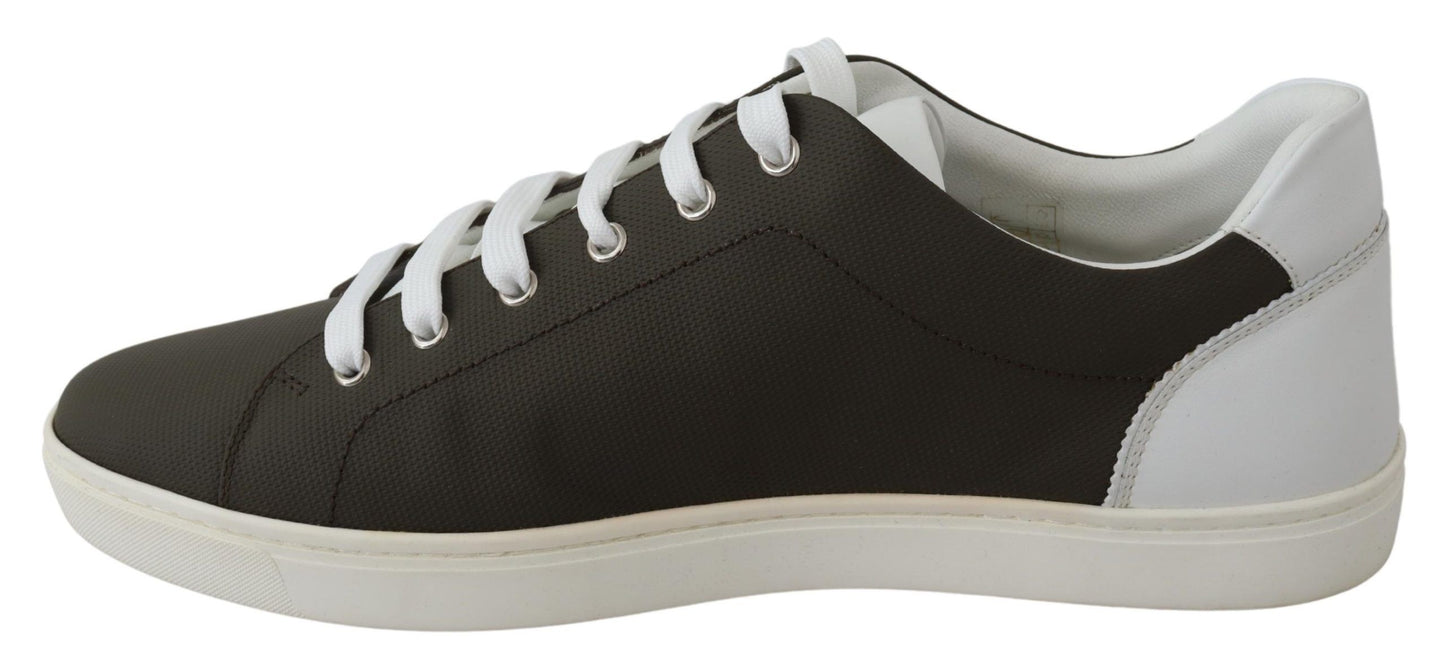 Dolce & Gabbana Weiß Grün Leder Low Top Turnschuhe Schuhe