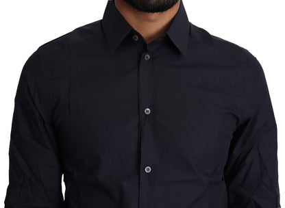 Dolce & Gabbana Marineblaues formelles Hemd aus Baumwolle