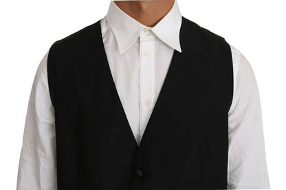 Dolce & Gabbana Elegante schwarze formelle Weste aus Wollmischung