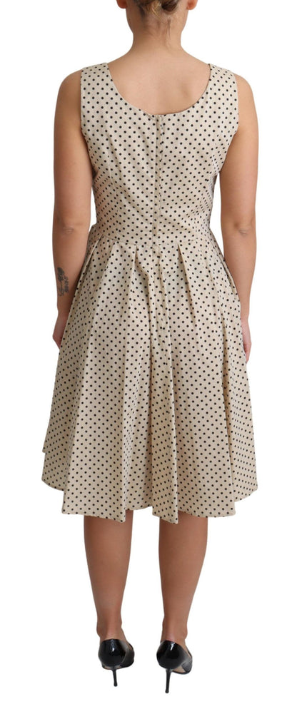 Dolce & Gabbana Elegantes gepunktetes ärmelloses Kleid in A-Linie