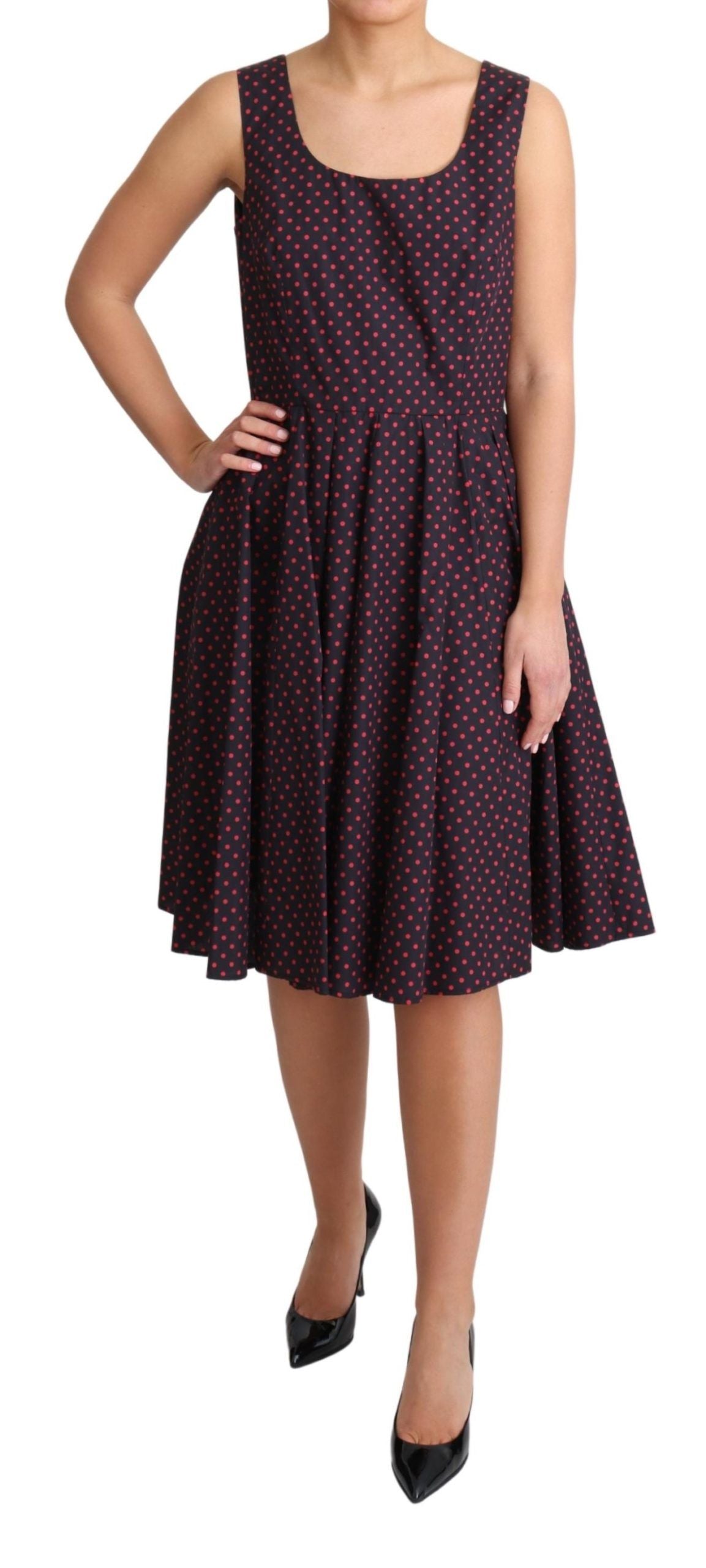 Dolce & Gabbana Rot Blau Polka Baumwolle A-Linie Kleid