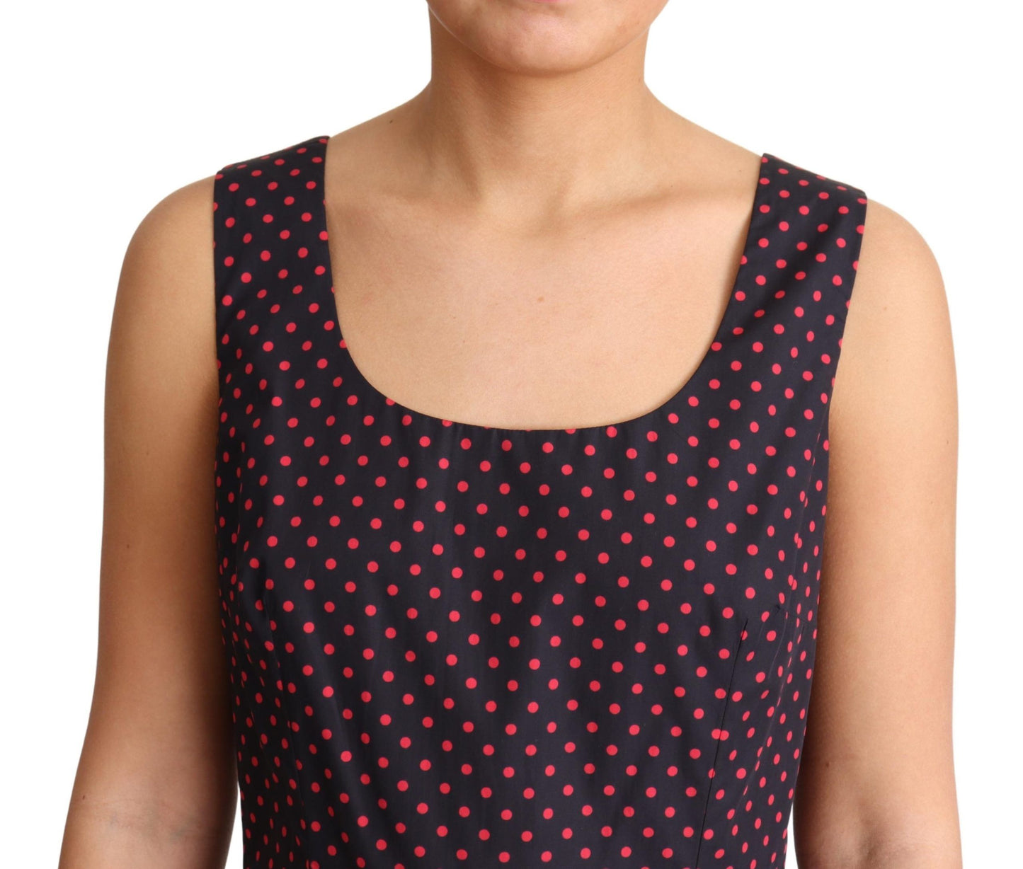 Dolce & Gabbana Rot Blau Polka Baumwolle A-Linie Kleid