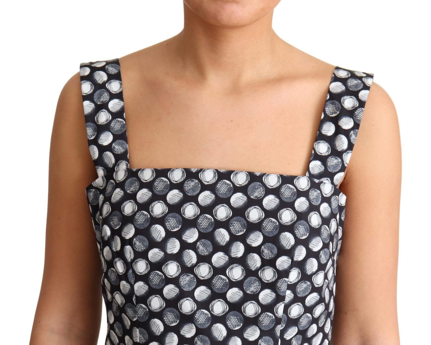 Dolce & Gabbana Blaues A-Linien-Kleid aus geometrischer Baumwolle