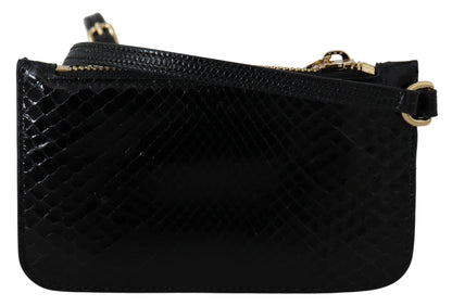 Dolce & Gabbana Schwarzes Leder Portemonnaie Handtäschchen Spiegel Agnese Brieftasche
