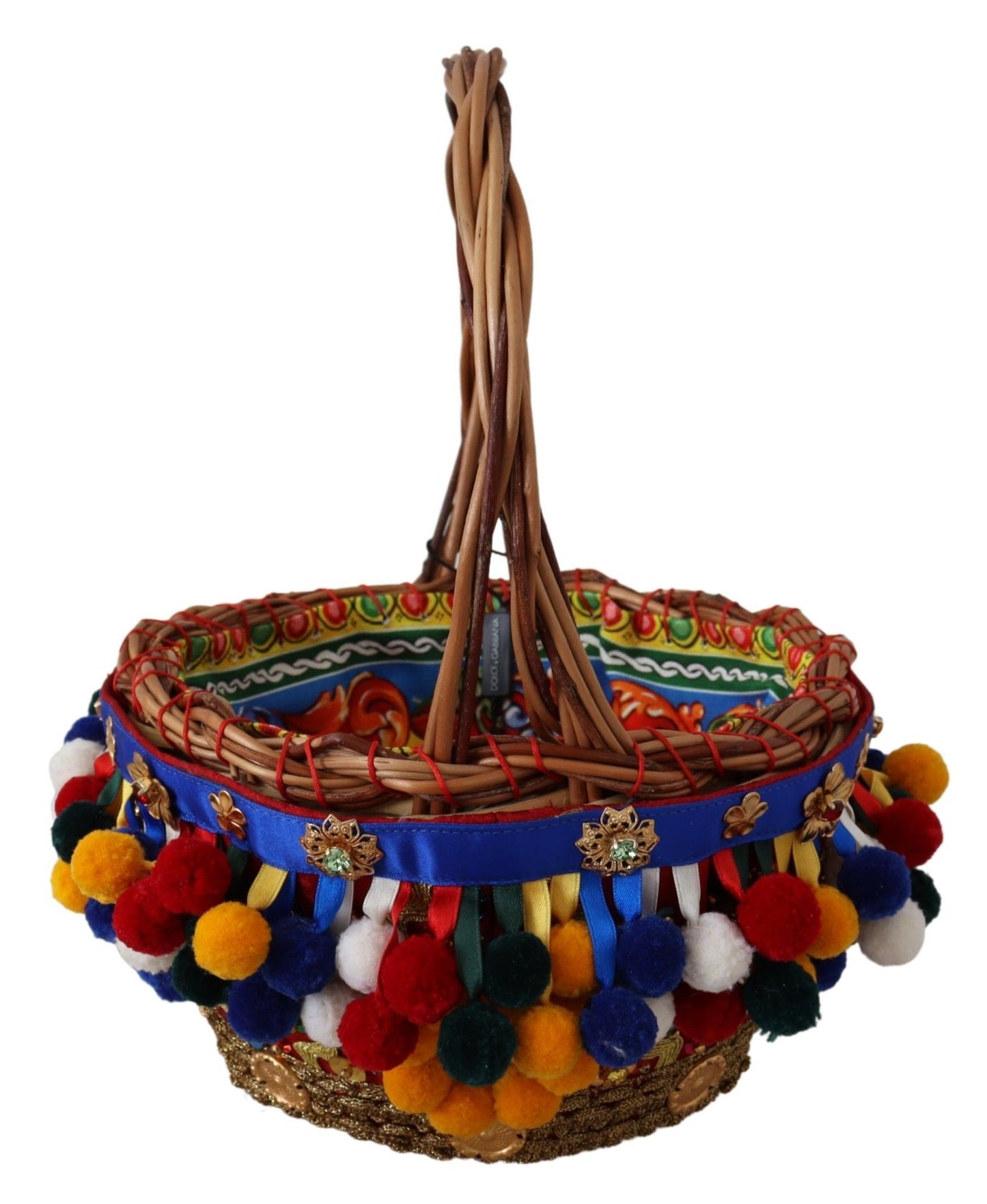 Dolce &amp; Gabbana Multicolor Embellished Wicker Bag