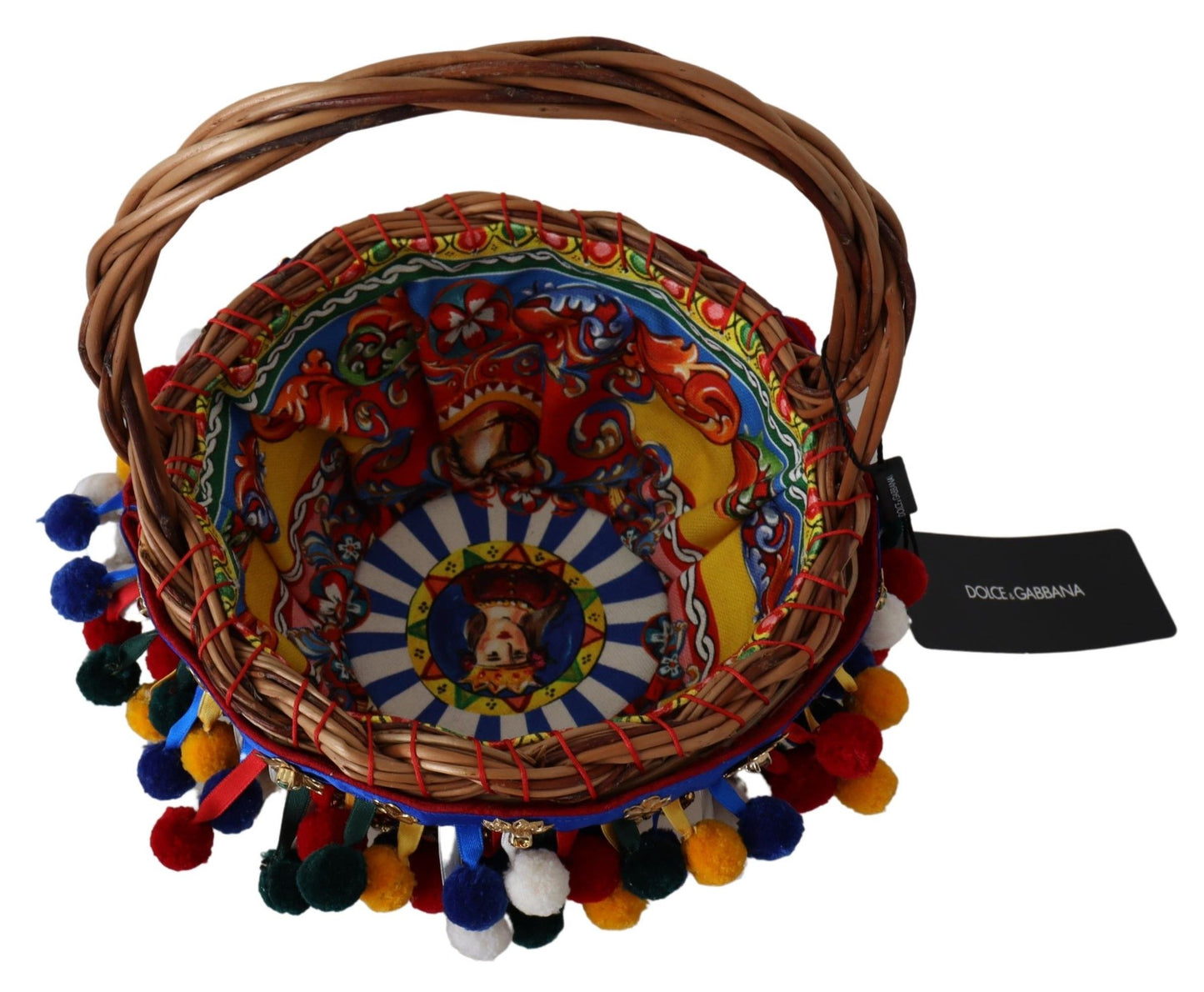 Dolce &amp; Gabbana Multicolor Embellished Wicker Bag