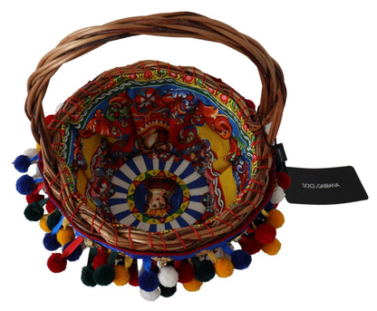 Dolce &amp; Gabbana Multicolor Embellished Wicker Bag