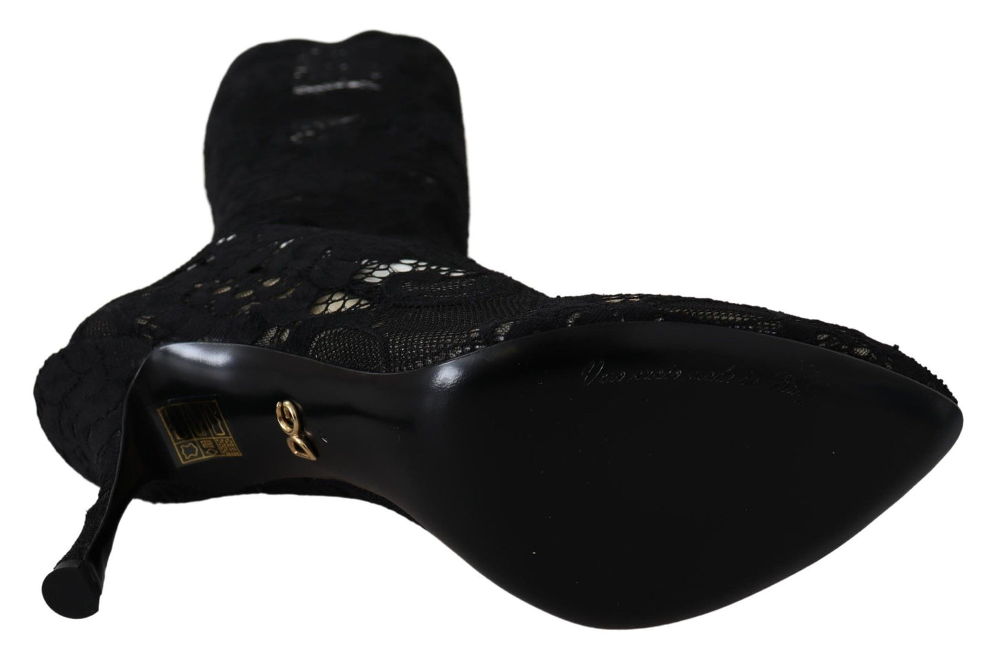 Dolce & Gabbana Schwarz Taormina Spitze Socken Stiefel Schuhe Pumps
