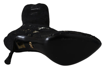 Dolce & Gabbana Schwarz Taormina Spitze Socken Stiefel Schuhe Pumps