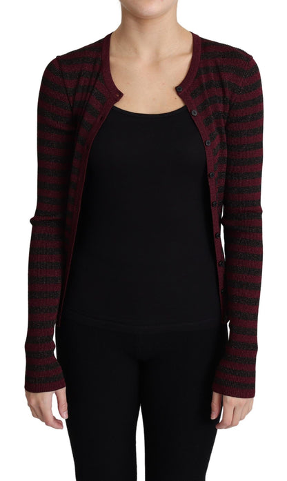Dolce & Gabbana Schwarz-rot gestreifter Viskose-Strickpulli