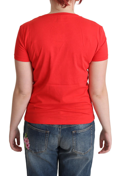 Moschino Rote Baumwolle Come Play 4 Us Print Tops Bluse T-shirt