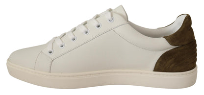 Dolce & Gabbana Weiß Wildleder Leder Herren Low Tops Turnschuhe