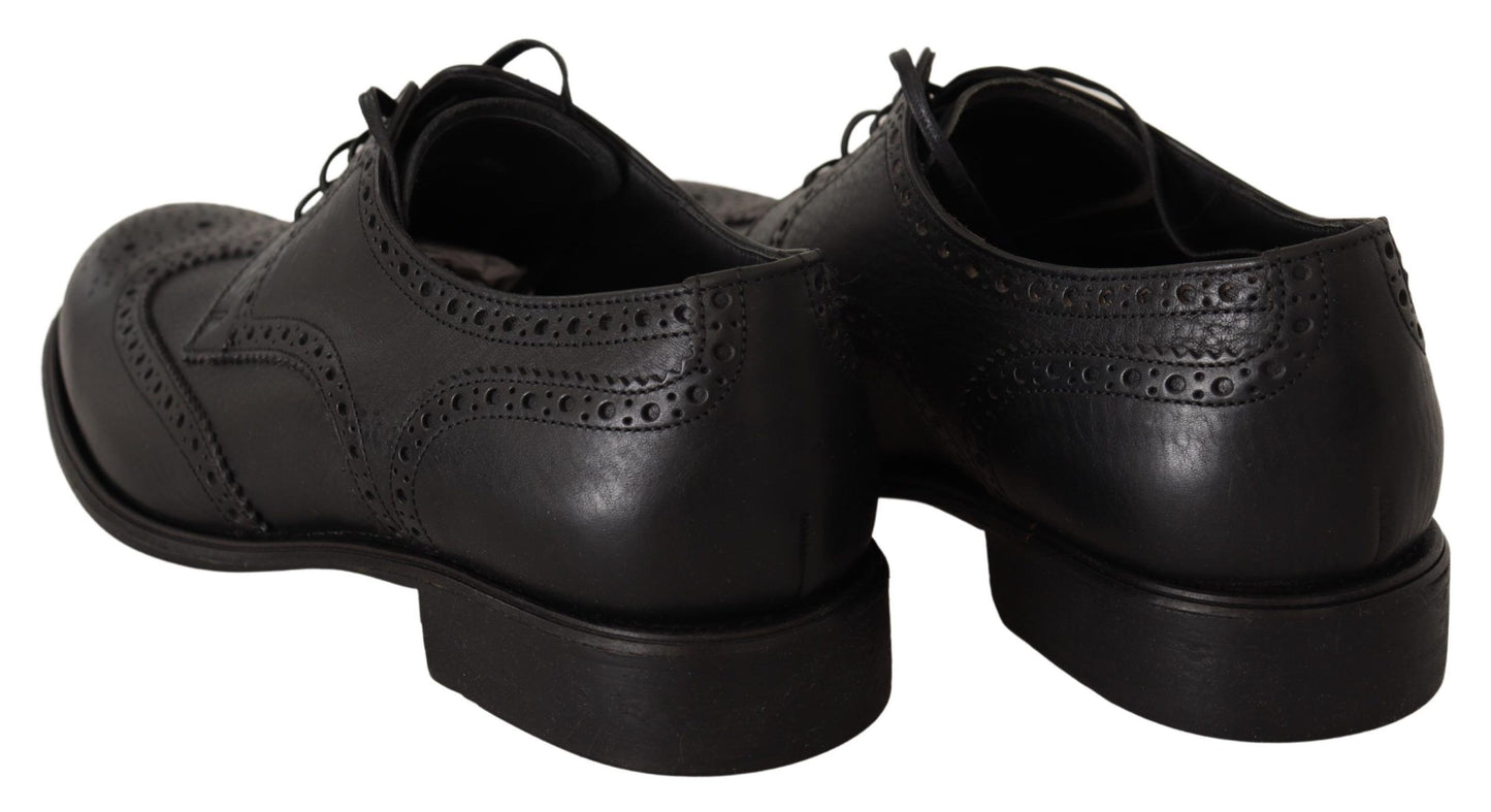 Dolce & Gabbana Schwarze Leder Oxford Wingtip Formal Dress Schuhe