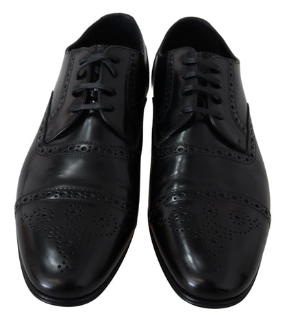 Dolce & Gabbana Schwarz Leder Männer Derby Formal Loafers Schuhe