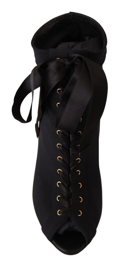 Dolce & Gabbana Schwarze kurze Stretch-Stiefel Schuhe