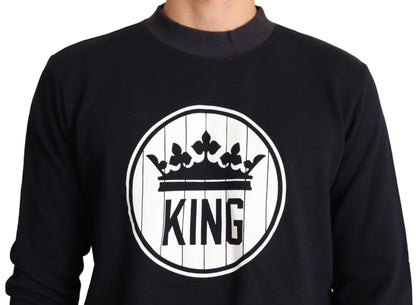 Dolce & Gabbana Blauer Crown King Pullover aus Baumwolle