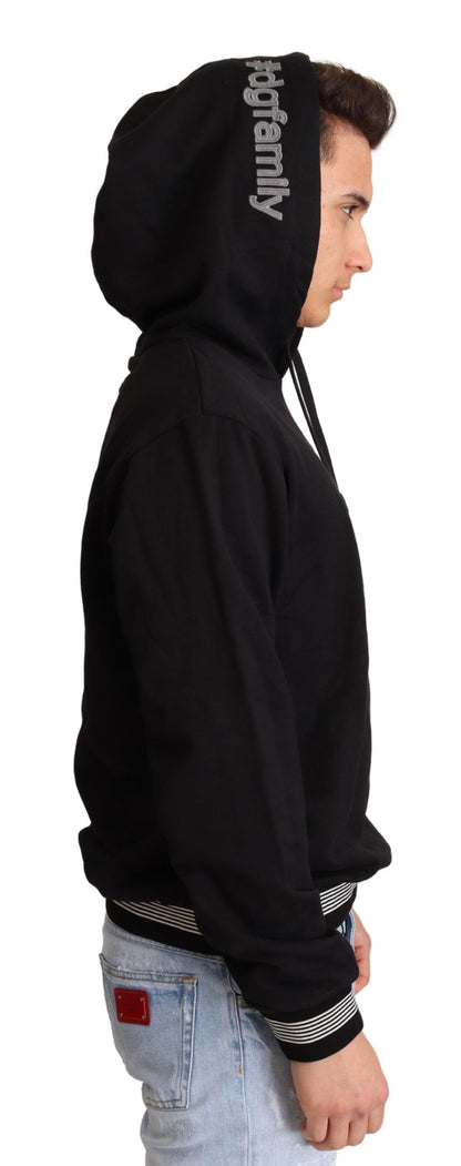 Dolce & Gabbana Schwarzer Baumwoll-Kapuzenpullover #dgfamily
